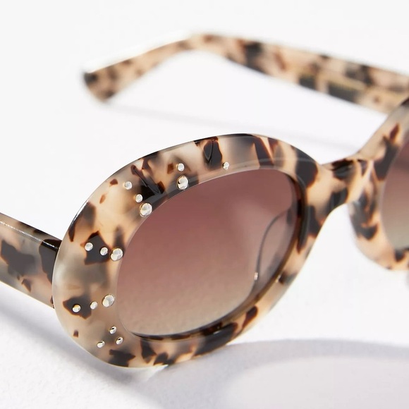 Anthropologie Crystal Tortoiseshell Oval Sunglasses - Picture 3 of 3